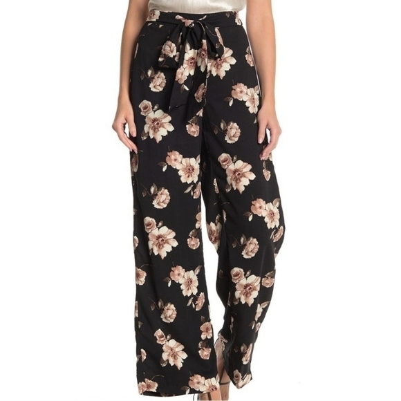 NEW J.O.A. Los Angeles Floral Palazzo Pants with Tie Size XS - Picture 3 of 17
